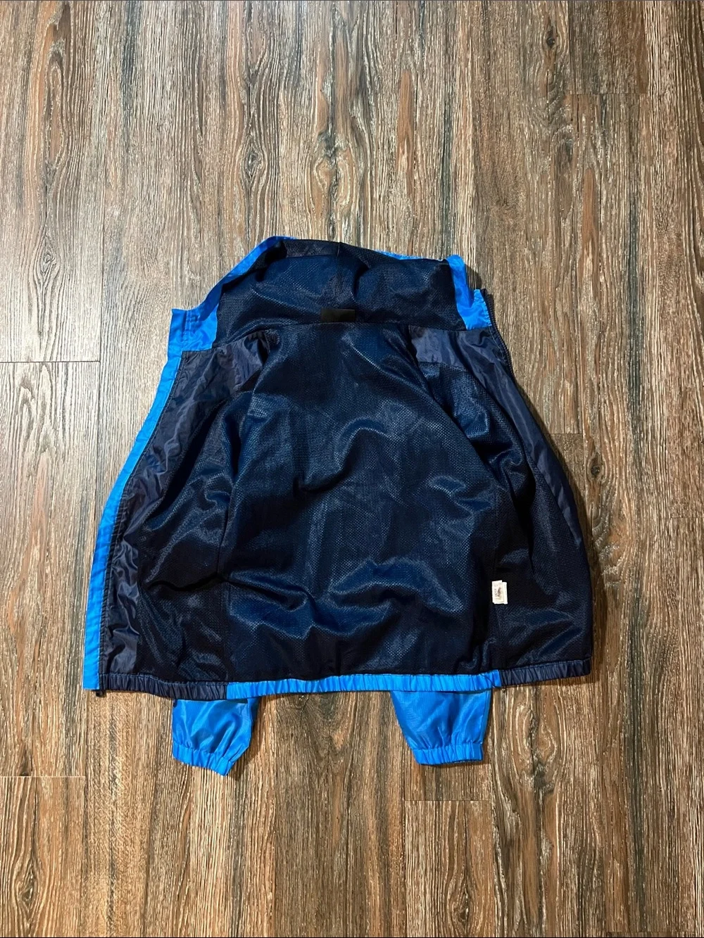 Under Armour Bright Blue and Navy Hooded Kids Windbreaker Rain Jacket Medium